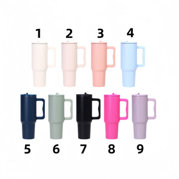 40 oz Vacuum Insulated Stainless Steel Tumbler with Handle and Flip Straw
