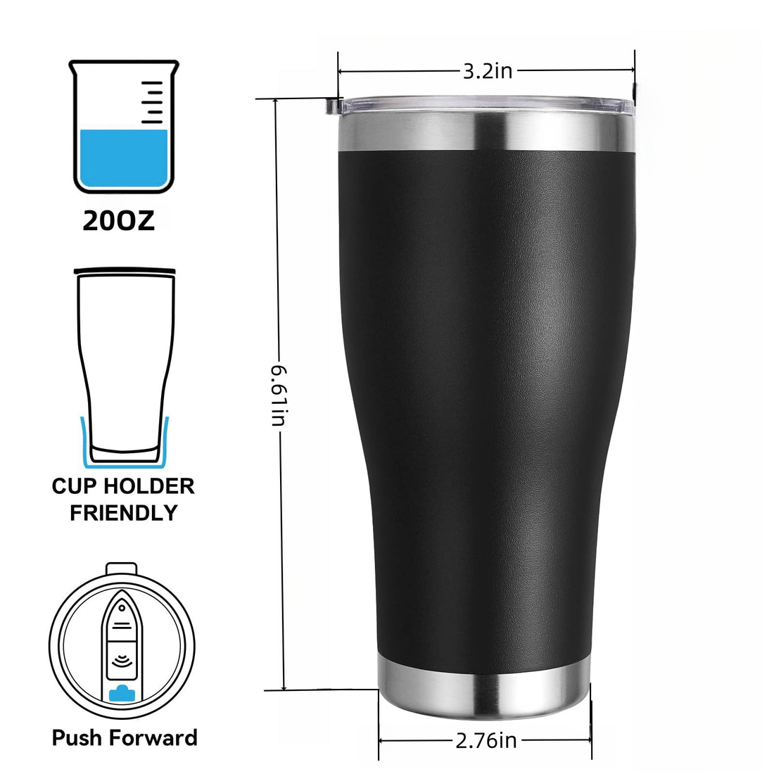 20oz Stainless Steel Car Tumblers Travel Mugs with Lid(Laser free customization)