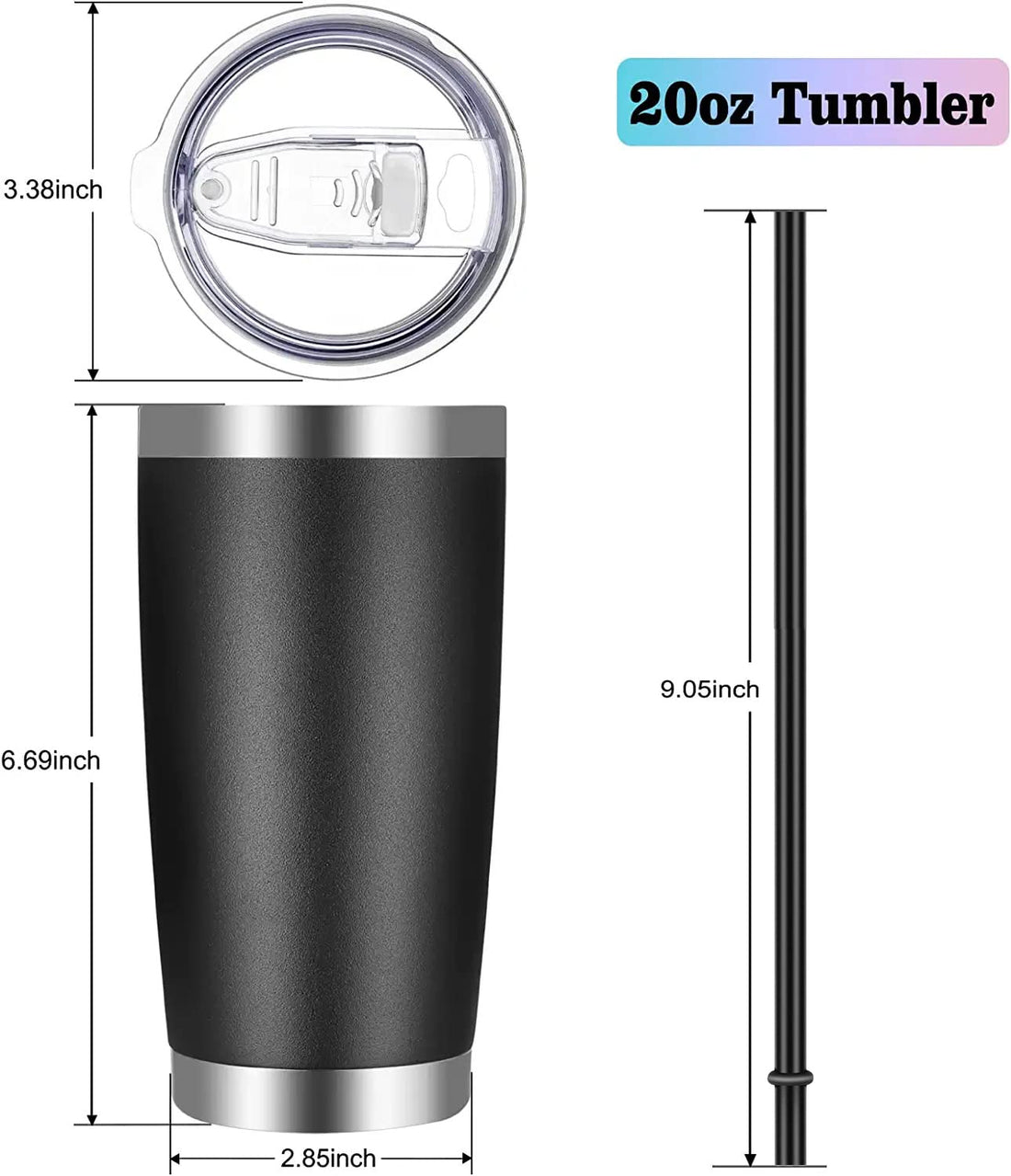 20 OZ Stainless Steel Tumbler Cup (Laser free customization)